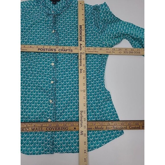 Banana Republic Ruffle Edge Button Up Shirt Women's Size Medium Overall Print - Picture 3 of 7